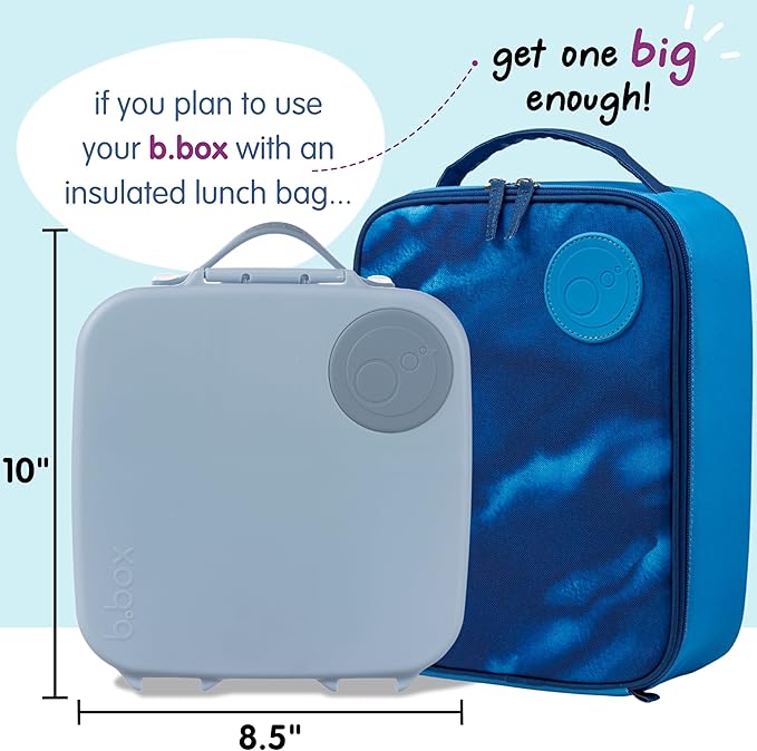 b.box Kids Lunch Box – 4 compartments (2 Leak-proof) Bento Box with Cold Pack & Removable Divider Reusable Snack Containers with Lids, Snack Box for Toddlers & Older Kids 8 1/2 cups (Chill Out)