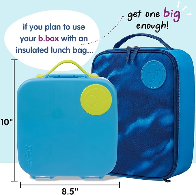 b.box Lunch Box for Kids: Bento Box w/ 4 Compartments (2 Leak Proof), Removable Divider & Gel Pack. Ideal for Big Eaters 3+. School Supplies, 8½ Cup Capacity