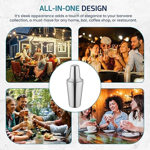 OCS Parts 3-Piece Stainless Steel Cocktail Shaker | 16-Ounce | Makes Perfect Mixed Drinks, Cocktails, and Coffees
