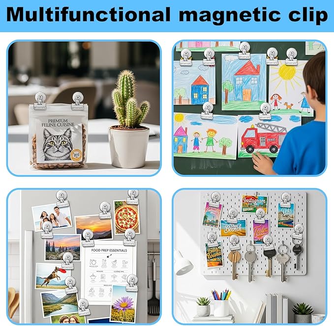 18 Pcs Magnetic Clips 1.26 Inch Metal Heavy Duty Refrigerator Magnet Clips with Box for Whiteboard Fridge Photo Displays Office School Classroom, Sliver