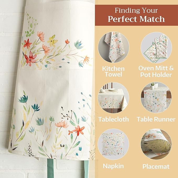 Maison d' Hermine 100% Cotton Apron for women with Pocket Kitchen Chef Apron for Men Cooking Gardening Server Waitress