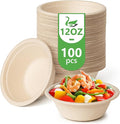 Green Swan Disposable Paper Bowls, 12 Oz [100 Pack] Large Bowl-100% Compostable, Biodegradable, Eco-Friendly Natural Colour Bowls - Convenient for Daily Use for Salad, Hot Soup, and Pasta