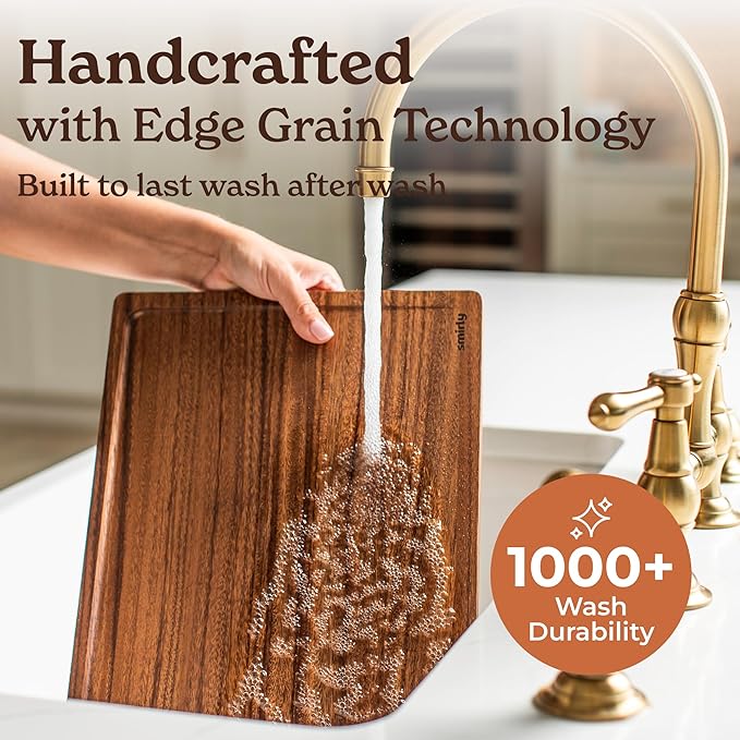 SMIRLY Walnut Wood Cutting Boards for Kitchen, Large - Small, Walnut Wooden Cutting Board Set with Deep Juice Grooves, Non Toxic Serving Tray