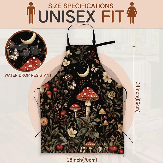 Kitchen Apron with Pocket,Waterproof Adjustable Neck and Long Ties, Cooking Baking Gardening Painting Apron for Women
