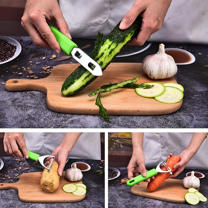 Vegetable peeler, kitchen stainless steel 2-piece set, equipped with ultra sharp stainless steel blades and comfortable grip, potato peeler, carrot peeler, apple peeler, kitchen peeler