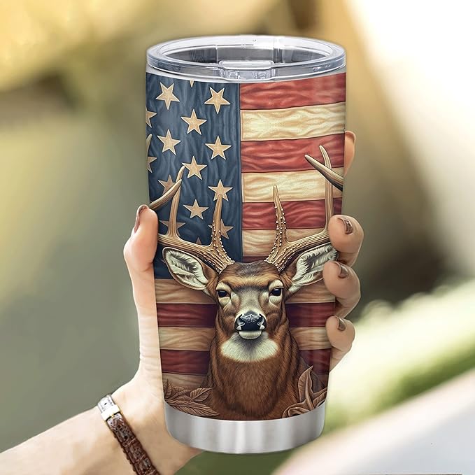Hyturtle Personalized Hunting Gifts For Men - Deer Hunting Tumbler 20 Oz Travel Coffee Mug Stainless Steel - Fathers Day Gift For Dad, Him, Boy, Husband, Hunters On Birthday, Christmas