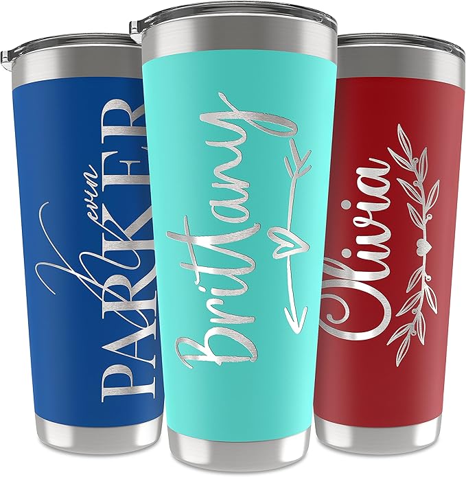Be Burgundy Personalized Tumbler with Engraved Name - 12 Designs, 30 Oz Coffee Tumbler with Slider Lid, Teal, Double Wall Insulated - Gift for Mom, Women, Personalized Gift for Her