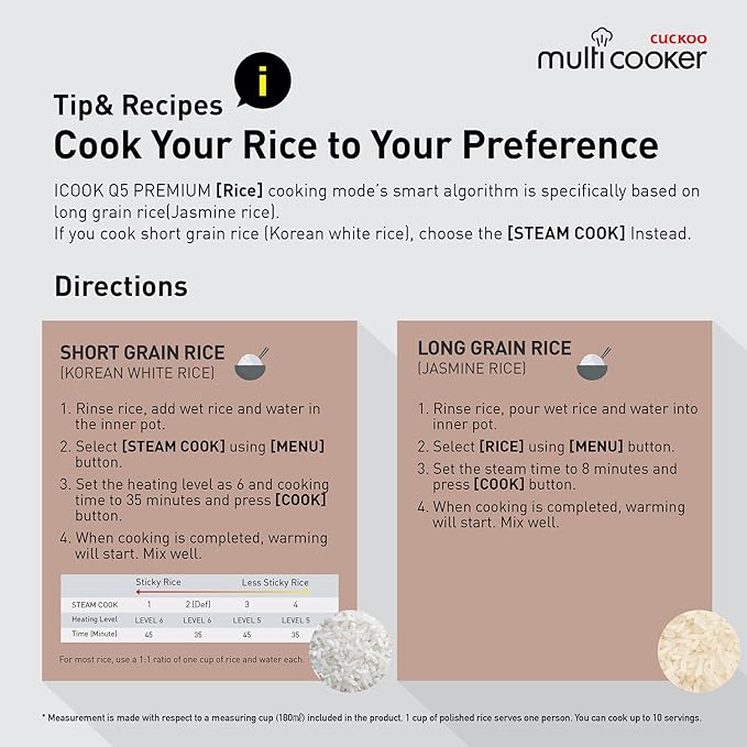 CUCKOO Electric Pressure Cooker 5QT, Versatile Slow Cooker with 10 Menu Options, High Pressure Food Steamer for Cooking, Instant Multicooker with Stainless Steel Non-Stick Inner Pot (CMC-QSB501S)