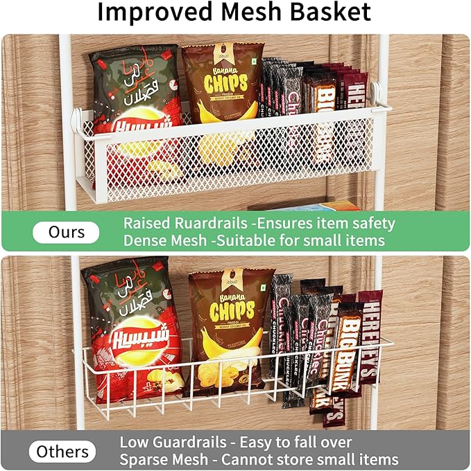 Over The Door Pantry Organizer, 8-Tier Pantry Organization and Storage, Over The Door Spice Rack, Home & Kitchen Storage Shelves for Cabinet, White