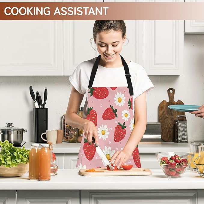 Cooking Apron for Women and Men,Adjustable Chef Bib Apron with 2 Pockets, Water and Oil Resistant for Kitchen Use