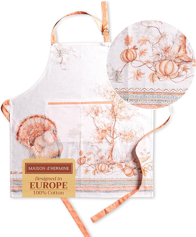 Maison d' Hermine 100% Cotton Apron for women with Pocket Kitchen Chef Apron for Men Cooking Gardening Server Waitress