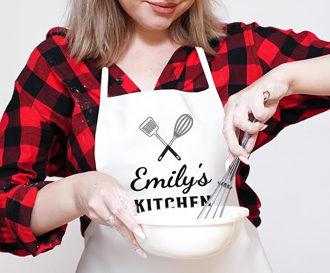 Personalized Aprons for Women with Pockets, Christmas Gifts for Mom and Women, Customized Baking Kitchen Gifts, Gift for Housewarming, Custom Chef Apron, Grilling Cooking Apron