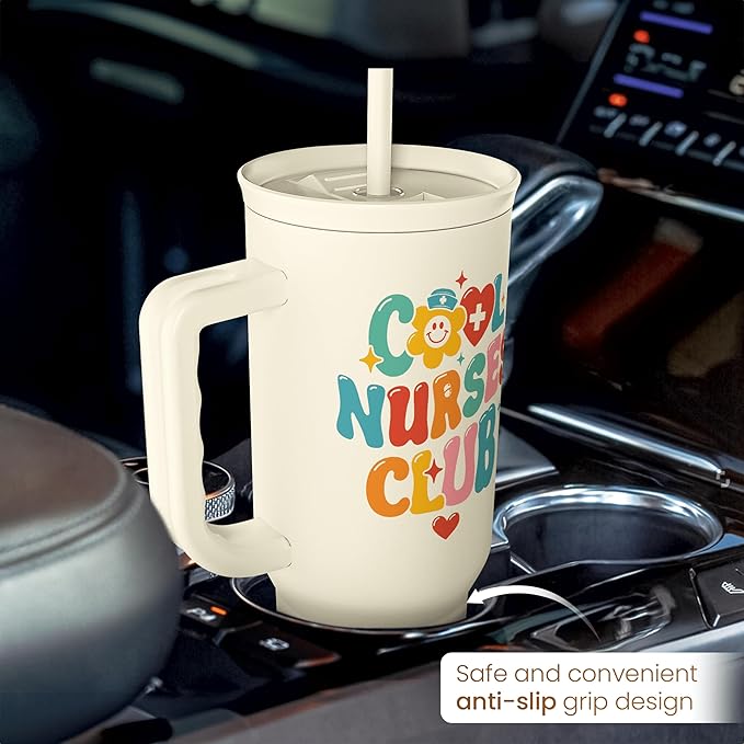SANDJEST Nurse Tumbler 40oz, Cool Club Coffee Travel Mug With Straw - Perfect Nurse Gift for Any Occasion