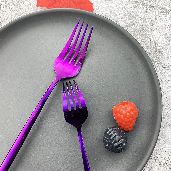 JASHII Silverware Set, Mirror Polished Purple Flatware Cutlery Set Service for 6, Shiny Finish 36 Pieces Stainless Steel Utensils Set Dinner Knife Fork Spoon Dessert Fork Salad Spoon Dishwasher Safe
