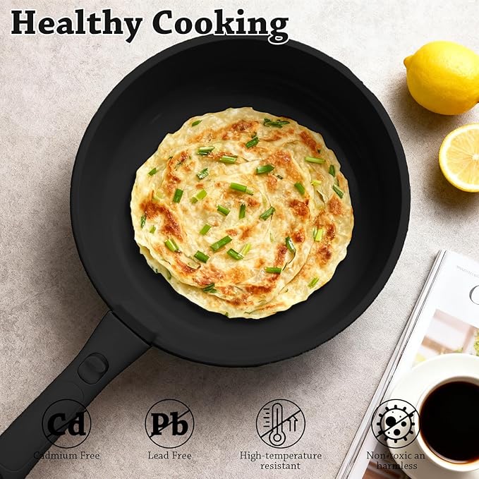 24 Pcs pots and pans set,pots and pans set non stick,Oven-safe and dishwasher-safe,PFAS/PFOA Free,Induction Dishwasher Oven Safe cookware set (Black)