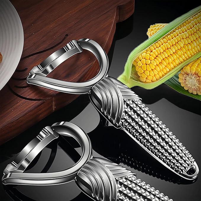 TEEVEA Corn Peeler and Cob Stripper Tool - Stainless Steel Kernel Remover & Cutter for Corn on Cob