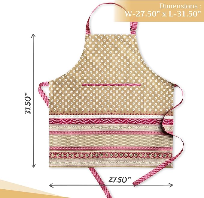 Maison d' Hermine 100% Cotton Apron for women with Pocket Kitchen Chef Apron for Men Cooking Gardening Server Waitress