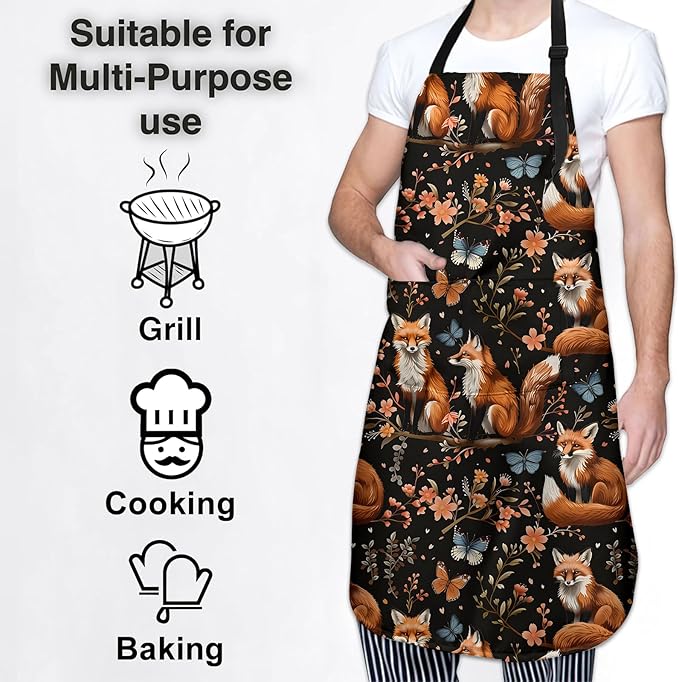 Cute Dolphin Apron for Women Men, Oxford Fabric Kitchen Cooking Chef Aprons