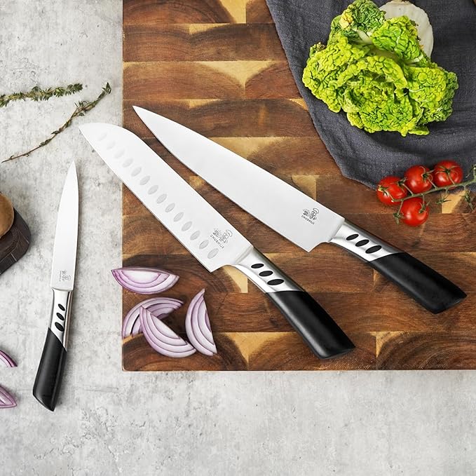CHUSHIJI 3PCS kitchen knives set,kitchen knives,high carbon Stainless Steel Knife Set,8 Inch Chef Knife set,7 Inch Santoku Knife,5 Inch Utility Knife for BBQ or gifts