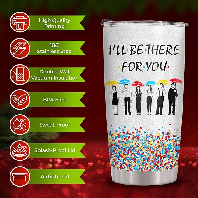 34HD Gifts for Friends, Friend Tumbler with Lid 20 oz Stainless Steel, Best Friend Cup, Friends Coffee Mug, Birthday Gifts for Women Men Christmas Gift