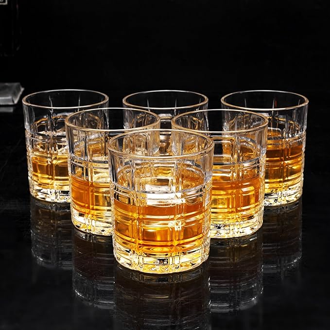 KANARS Crystal Whiskey Glasses, Set of 6 Premium Rocks Glasses in Elegant Gift Box, 10 Oz Old Fashioned Glass Tumblers for Bourbon, Scotch, Irish Whisky, Cocktails, Vodka, Liquor Drinking, Men Gifts