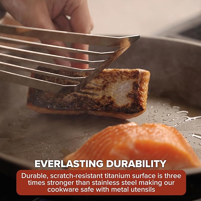 Viking PureGlide Pro 3-Ply Nonstick Sauce Pan, Made without PFAS, 3-Quart Induction Cooking Pot with Lid, Metal Utensil Safe Titanium Nonstick Surface, Oven Safe to 600F