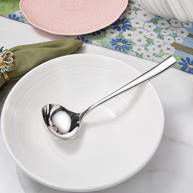 KEAWELL Louis 7.5 Inches Gravy Ladle, 18/10 Stainless Steel Mini Ladle, Dishwasher Safe (2)