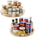 LAMU 2 Pack Lazy Susan Organizer 9.25 inch Lazy Susan Turntable for Cabinet, Rotating Spice Organization for Cabinet, Kitchen, Table Top, Countertop, Pantry Fridge Organizers and Storage, Amber