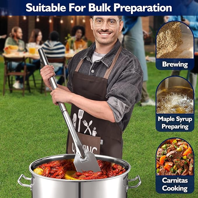 ARC 64QT Stainless Steel Seafood Boil Pot with Basket and 36" Mixing Paddle, Threads Removable Handle, Crawfish, Crab, Lobster, Shrimp Boil Stock Pot with Strainer, Turkey Fryer, Brewing Beer, 16Gal
