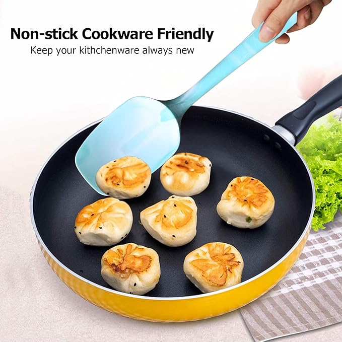 Premium Silicone Marbled Spatula Set of 6 – 446°F Heat-Resistant One-Piece Steel Core, Non-Stick Kitchen Tools for Baking, Cooking & Mixing – Dishwasher Safe (Green)