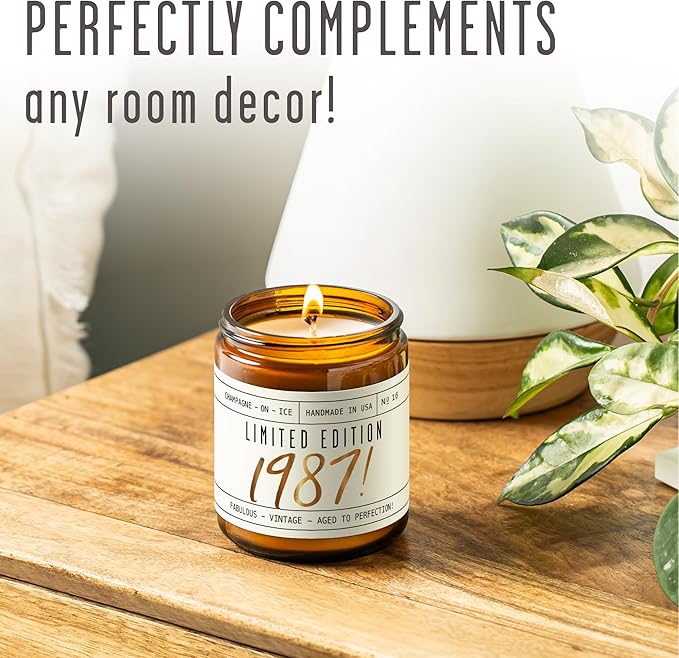 37th Birthday Gifts for Women - 'Limited Edition 1988' Soy Candle, w/Champagne on Ice I 37 Birthday Gifts for Women I 37th Gift for Her Ideas I 9oz Reusable Jar, 50Hr Burn, Made in USA