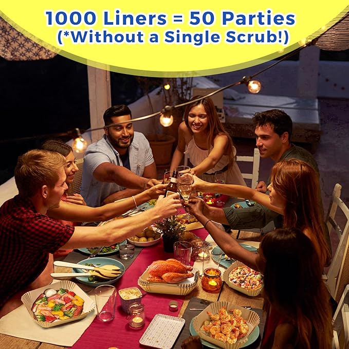 1000 Pcs Air Fryer Paper Liners Value Pack, 8" Square Air Fryer Liners Disposable, Heavy-Duty Parchment Paper for 5-8 qt Airfryer Basket Non-Stick & Grease-Proof Baking Liner for Oven Pan Bulk Supply