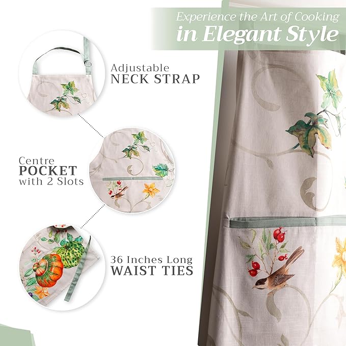 Maison d' Hermine 100% Cotton Apron for women with Pocket Kitchen Chef Apron for Men Cooking Gardening Server Waitress
