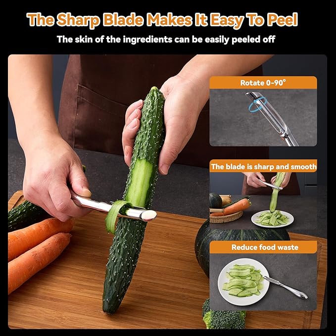 Vegetable Peeler, Stainless Steel Peeler for Kitchen, Apple Peeler Smooth Curved Handle, Double Blades, Ultra Sharp, Fruits & Veggie Peeler, Non Rustic and Non Toxic, I Shap Kitchen Aid Peeler