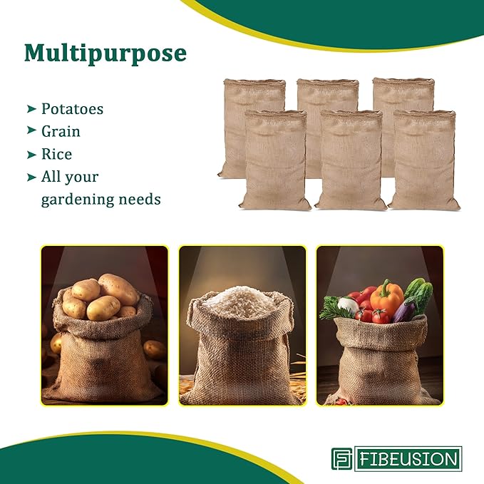 Heavy Duty Reusable Burlap Sacks (Set of 6) – 24" X 40" Perfect Sack Race Bags for Adults and Kids, Outdoor Lawn Games, Vegetable Storage & Gardening - 50lbs Capacity Potato Sacks