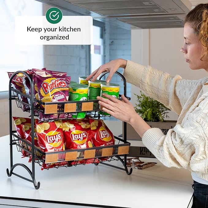 ODOXIA Candy Display Rack | Stackable Candy Organizer | Snack Organizer For Countertop | Snack Shelf And Chip Rack For Stores | Snack Display For Counter | Snack Stand For Office 2-Pack