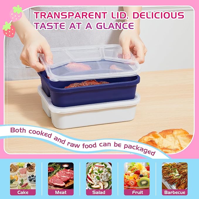 Honeydak 5 Pack Snack Containers 4 Compartment Bento Snack Boxes Reusable Lunchable Containers with Lids Divided Meal Prep Lunch Food Storage Box for School Work Travel(Elderberry,Mixed)