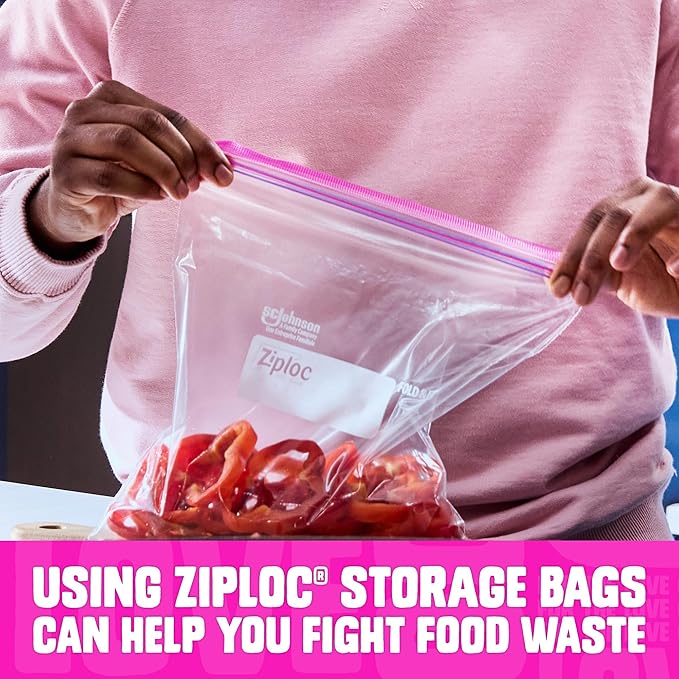 Ziploc Gallon Food Storage Bags, Stay Open Design with Stand-Up Bottom, Easy to Fill, 96 Count (Packaging May Vary)