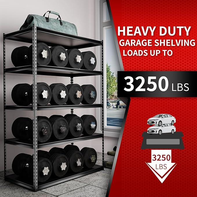 The Atlas 48" W Laminated Heavy Duty Metal Shelving Unit 3250 Lbs Boltless Garage Storage Shelves Utility Rack Shelf Warehouse Pantry Shed 48" W x 24" D x 72" H, Gray