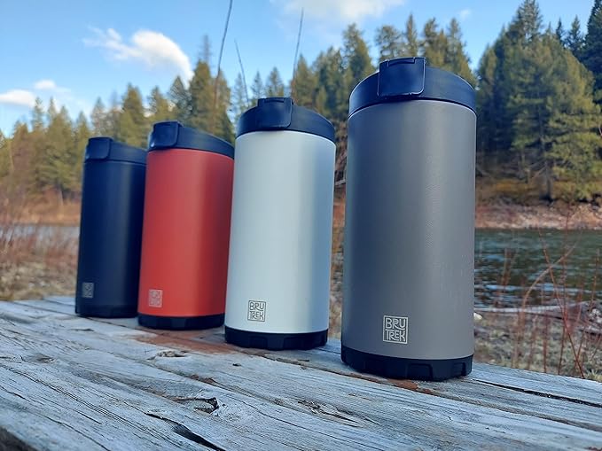 BruTrek Steel Toe 3.0 Travel Coffee Press - Brew 20 fl.oz On The Go - No Spill Lid, Double Wall Vacuum Insulated Stays Hot for Hours, French Press Coffee (Obsidian Black)