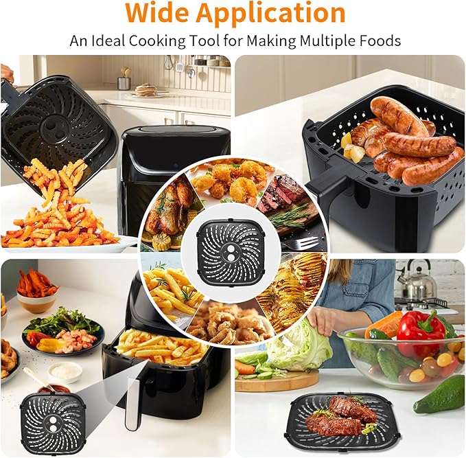 Air Fryer Replacement Tray for PowerXL 4-Quart Digital Air Fryer with Fry Tray, 8 × 8 IN Food Grade Air Fryer Grill Pan Grill plate Crisper Plate Replacement Parts Accessories Rack Baking Pan