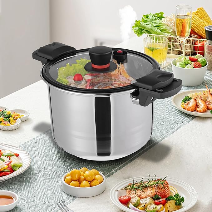 Stainless Steel Pressure Cooker, 7L/7.4Qt Olla De Presion,Cooking Pressure Cookers Pressure Pot Thickened Pressure Cooker Compatible With Induction Cookers and Gas Stoves