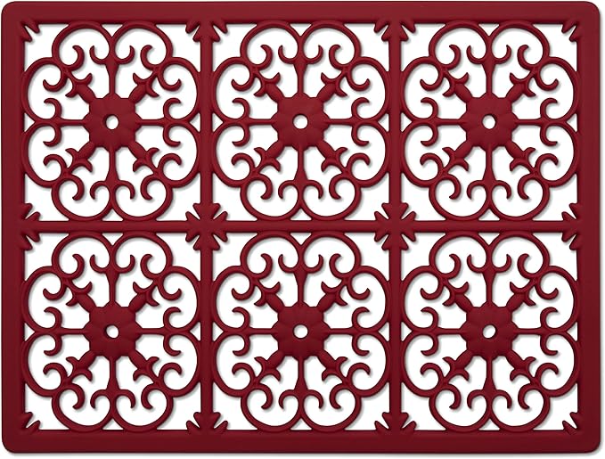 GASARÉ, Extra Large, Thick, Silicone Trivet for Hot Dishes, Pots, and Pans, Heat Resistant Mat for Countertop, Hot Pad for Kitchen, Easy to Clean, 16 x 12 x 3/8 Inches, Red