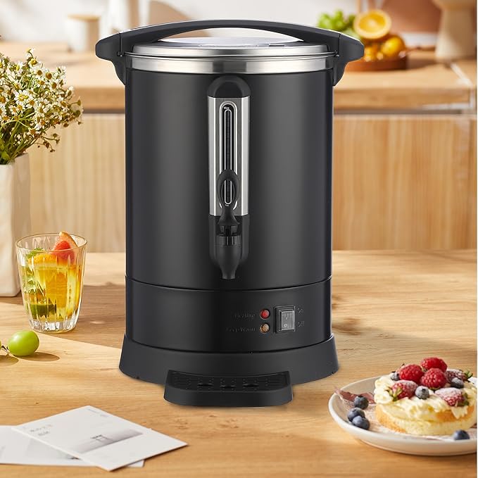 Commercial Coffee Urn,100 Cup 3.7Gal/14L Stainless Steel Coffee Maker - Large Capacity Hot Water Dispenser for Buffet, Catering, Wedding, Church, Event, Double Wall Insulated