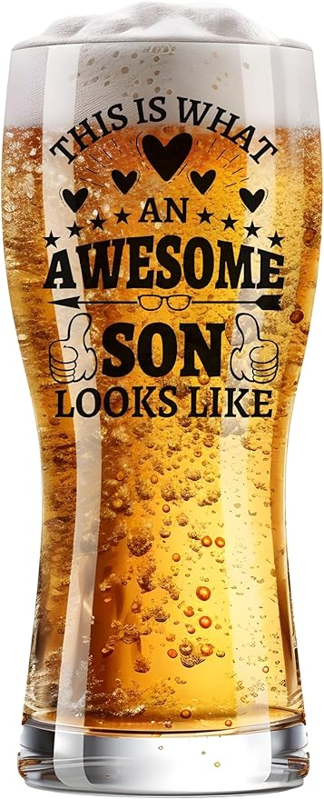 Onebttl Son Gifts from Mom, Beer Pint Glass Mug 15oz/440ml