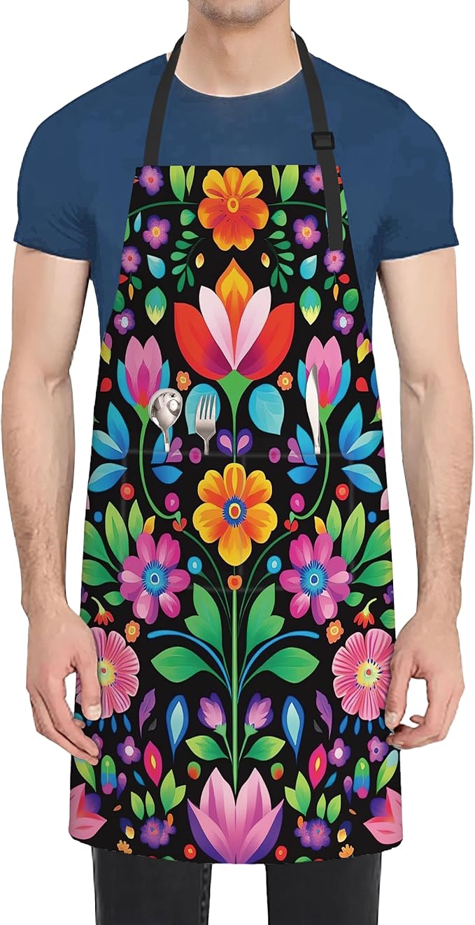 Kitchen Apron with Pocket,Waterproof Adjustable Neck and Long Ties, Cooking Baking Gardening Painting Apron for Women