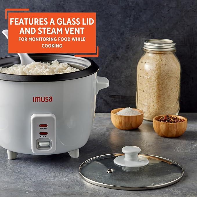 IMUSA Electric Rice Cooker 16 Cup Cooked 8 Cup Uncooked – Ceramic Nonstick Pot, Multi Cooker for Rice, Quinoa, Oatmeal, Stew – Keep Warm Function – Compact for Kitchen Dorm RV