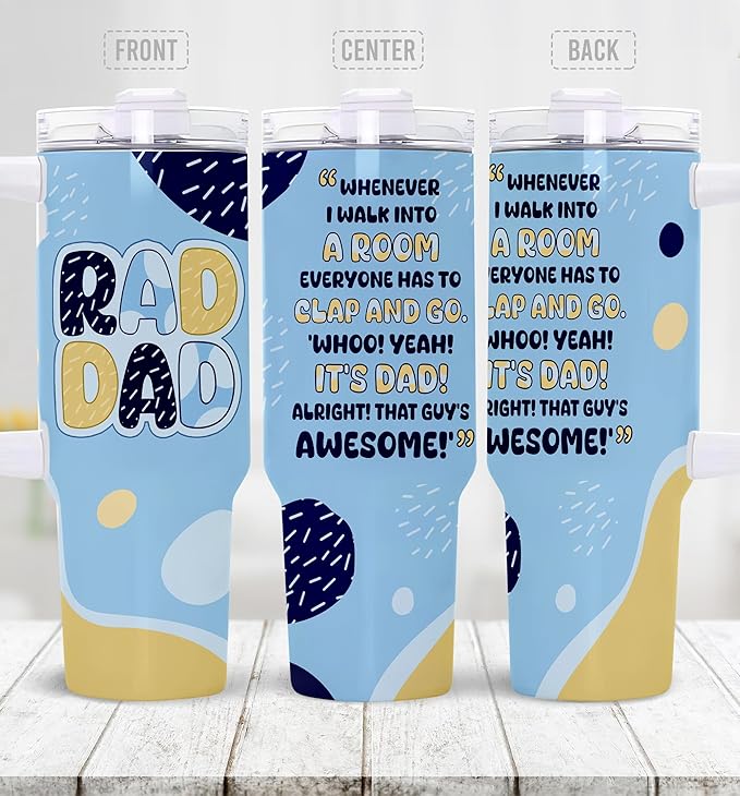 Dad Tumbler - Gifts for Daddy from Daughter, Son - Father Coffee Cup - Gifts for Father's Day - Gift for Men - Daddy Mug - Gift for Husband - It's Dad Tumbler 40Oz