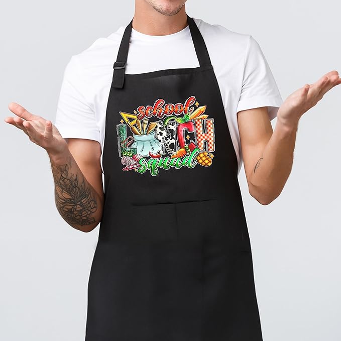 Funny Cafeteria Crew Aprons with Pockets, Cafeteria Worker Staff Appreciation Gifts