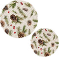Pine Cones Branches Kitchen Trivets Pot Holders Set of 2, Trivets for Hot Pots Dishes Woven Trivet Coaster Pad Mat for Counter